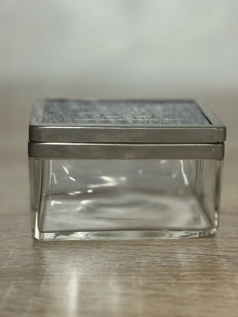 Vintage German Glass Jewelry Box Starburst Lid Trinket Box